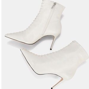 SCHUTZ Hayden White Leather Booties - Size 6.5 - Heeled Boot